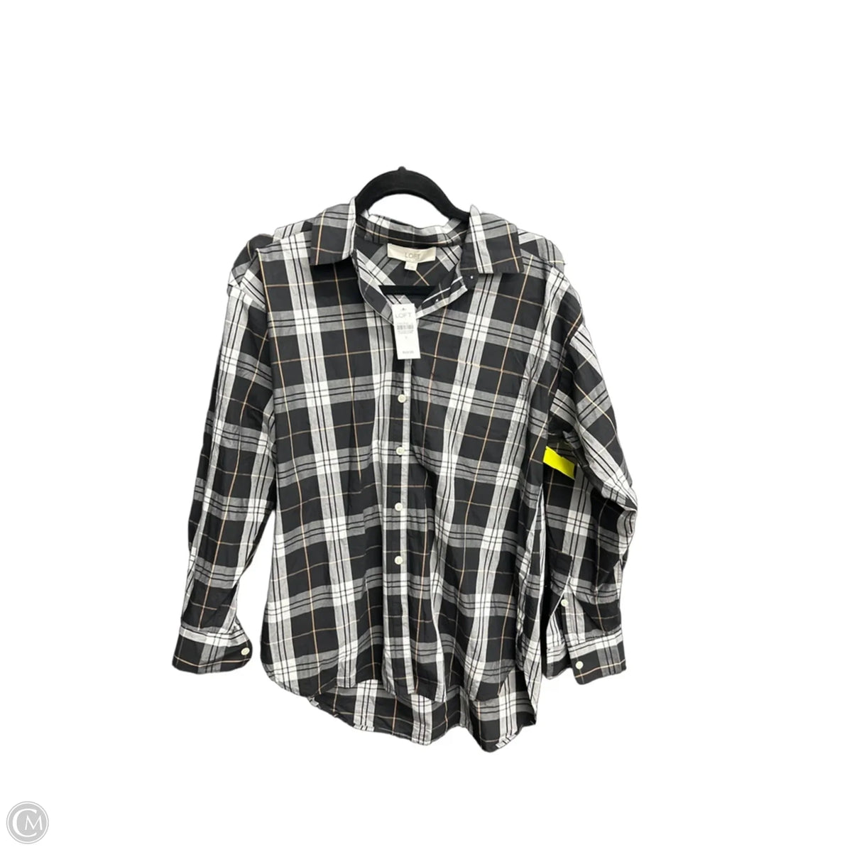 Top Long Sleeve By Loft In Plaid Pattern, Size: S