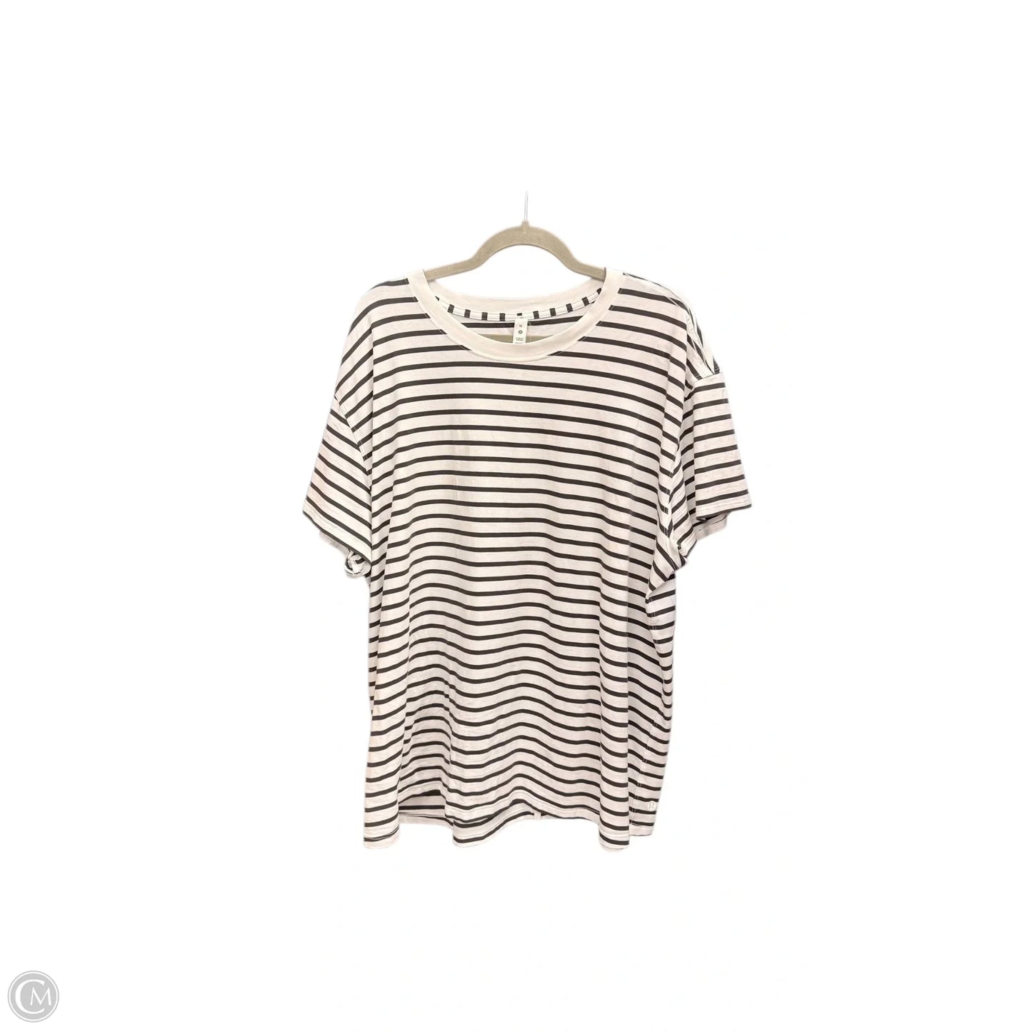 Athletic Top Short Sleeve By Lululemon In Grey & White, Size: 2x