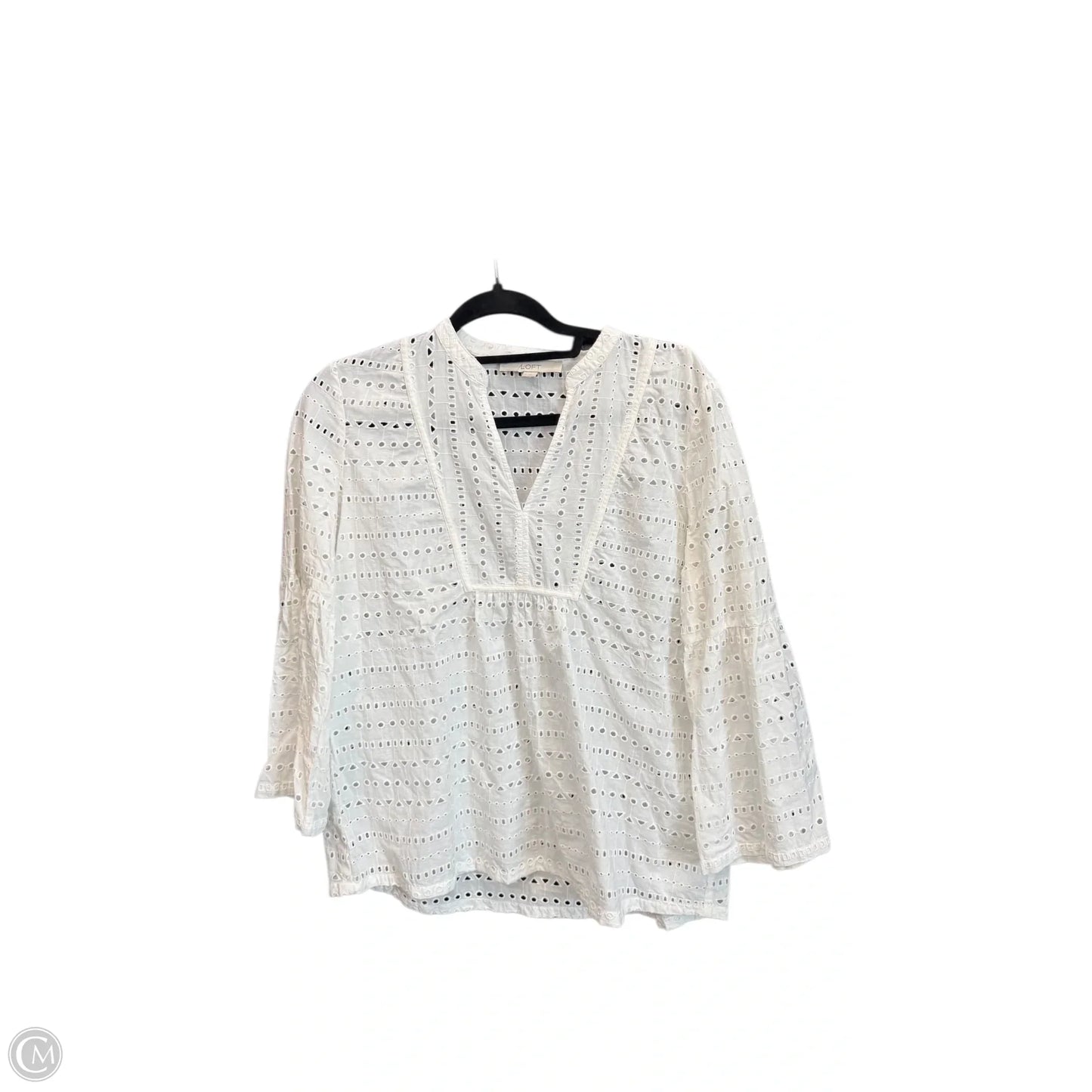 Top Long Sleeve By Loft In White, Size: S