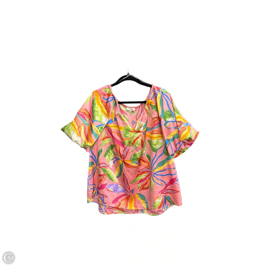 Top Short Sleeve By Entro In Pink, Size: L