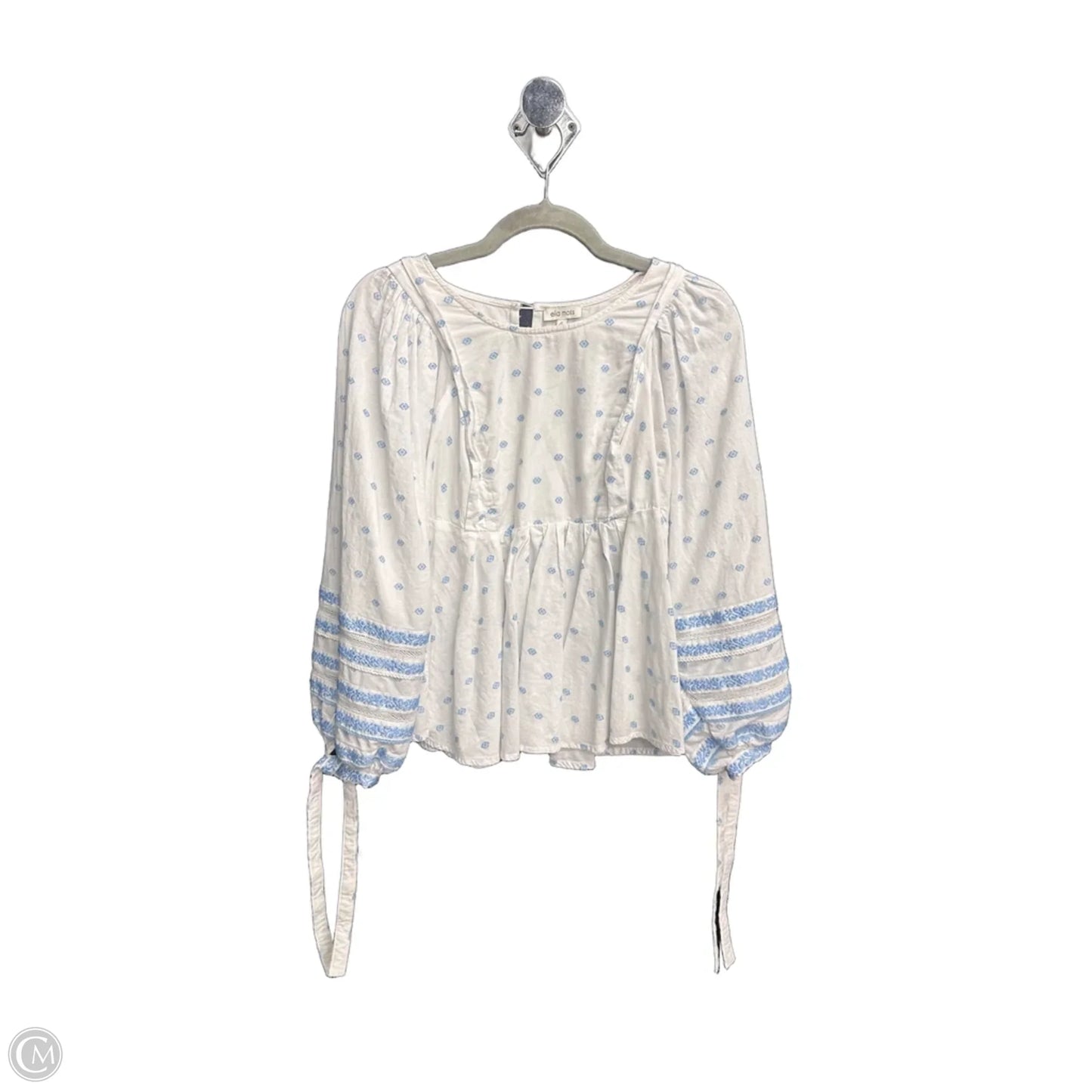 Top Long Sleeve By Ella Moss In Blue & White, Size: S
