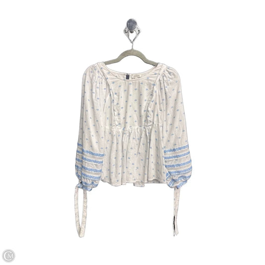 Top Long Sleeve By Ella Moss In Blue & White, Size: S