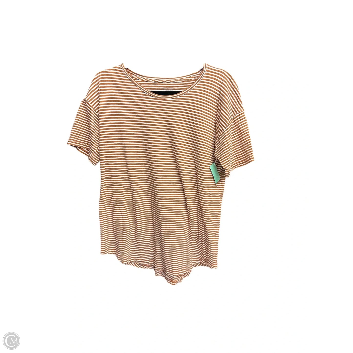 Top Short Sleeve Basic By Madewell In Orange & White, Size: S