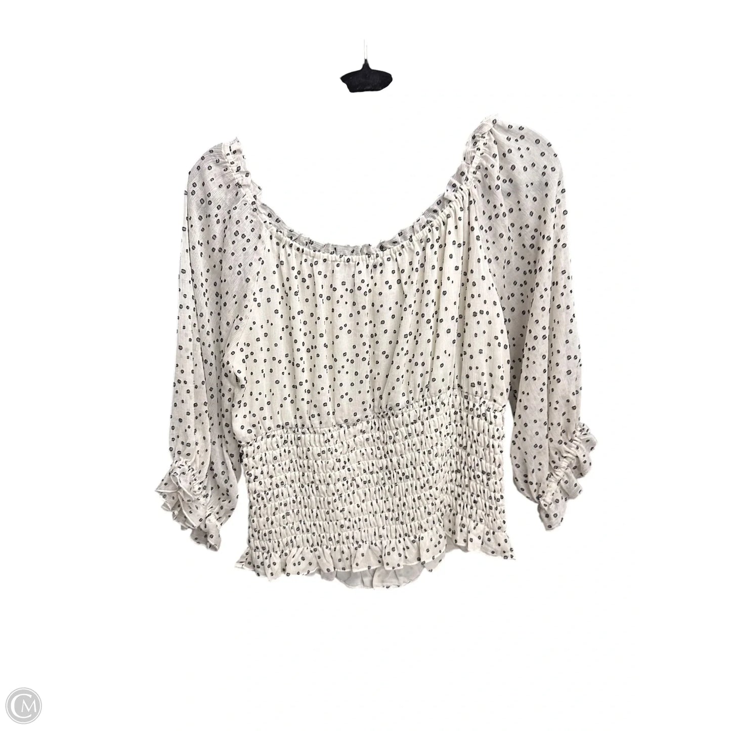 Top Short Sleeve By Anthropologie In Black & Cream, Size: L