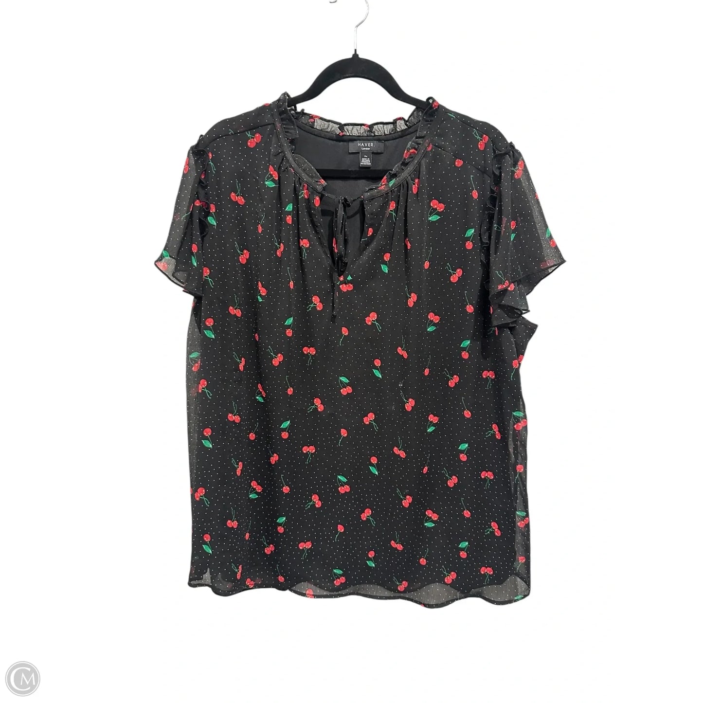 Top Short Sleeve By Clothes Mentor In Black, Size: 2x