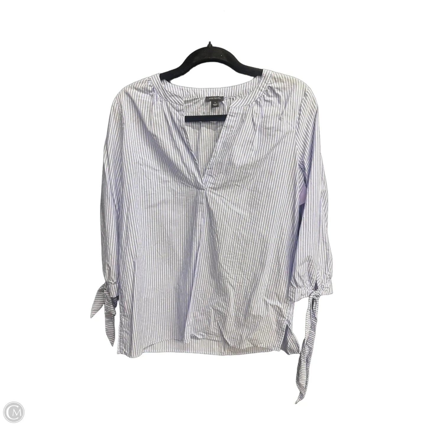 Top Short Sleeve By Ann Taylor In Blue & White, Size: S