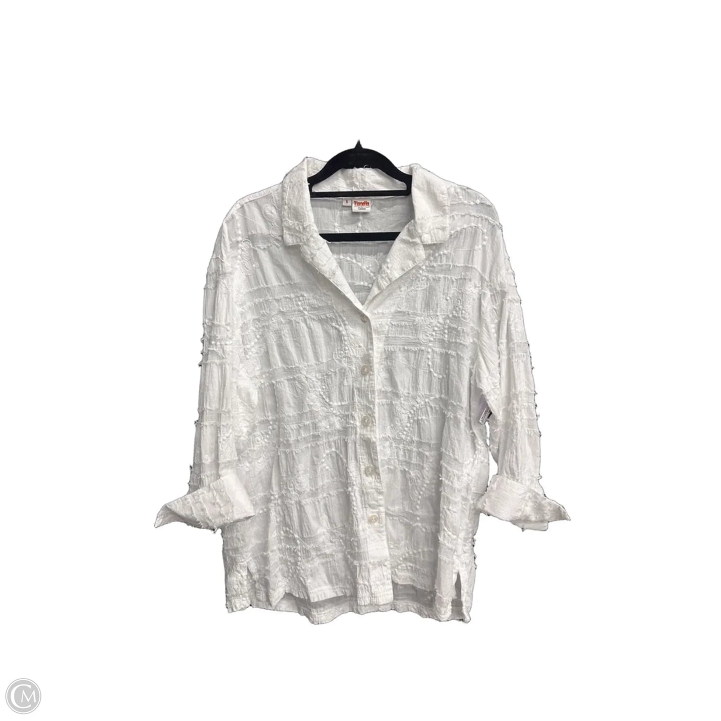 Top 3/4 Sleeve By Tianello In White, Size: S