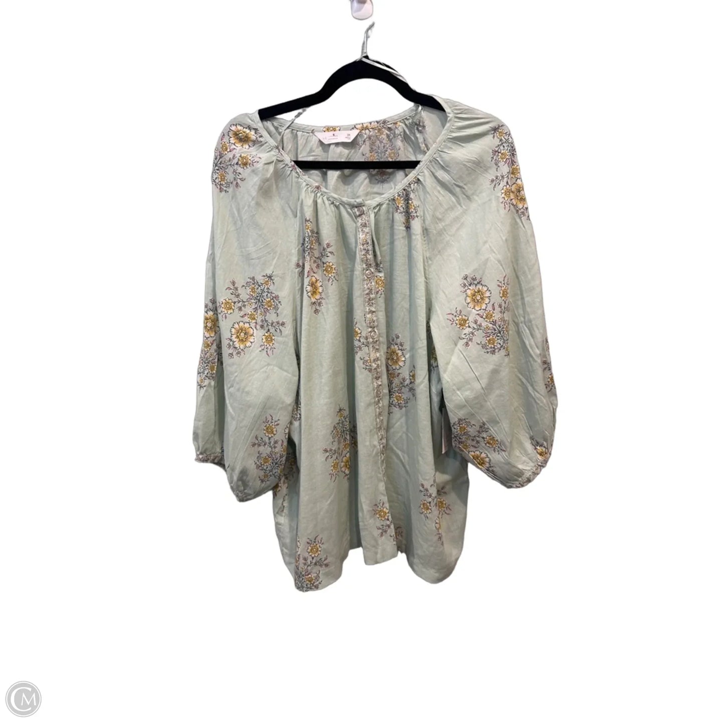 Top Short Sleeve By Lc Lauren Conrad In Floral Print, Size: 2x
