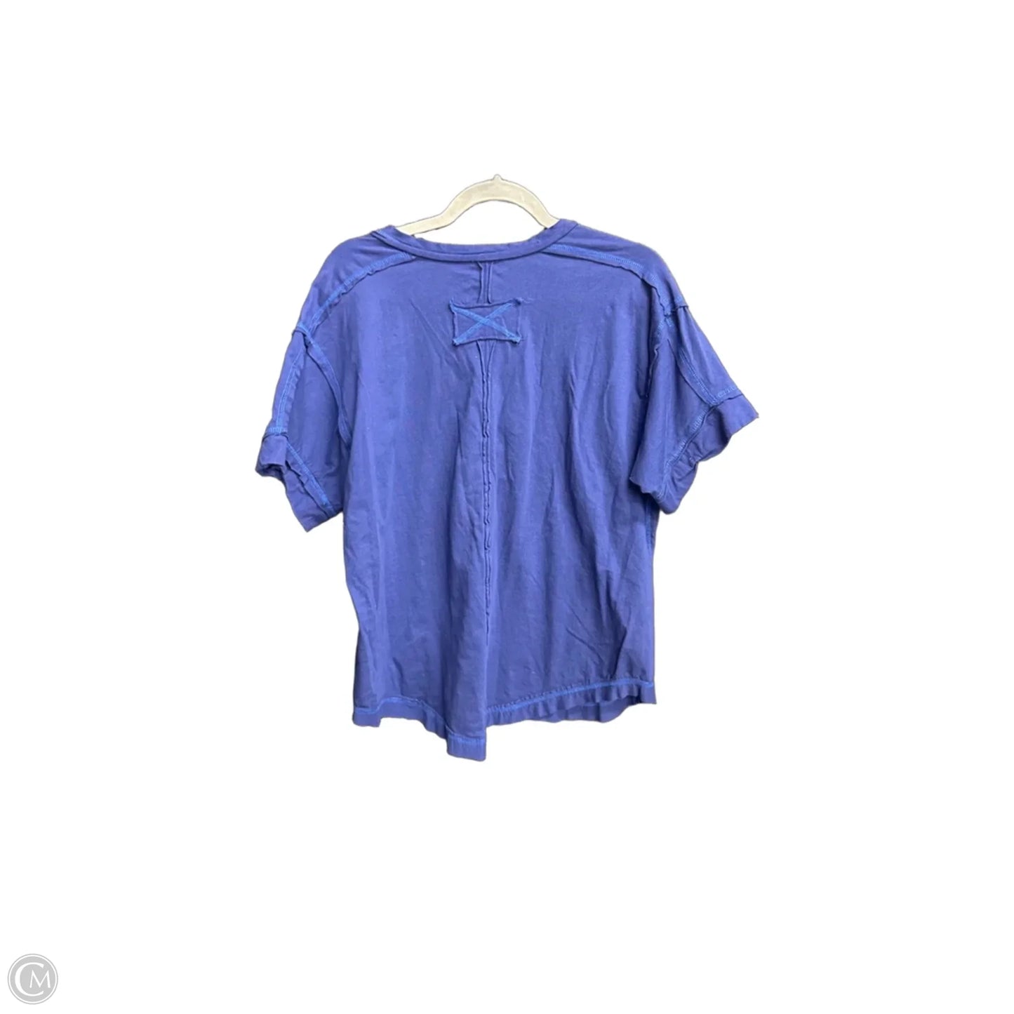 Top Short Sleeve By Zenana In Blue, Size: L