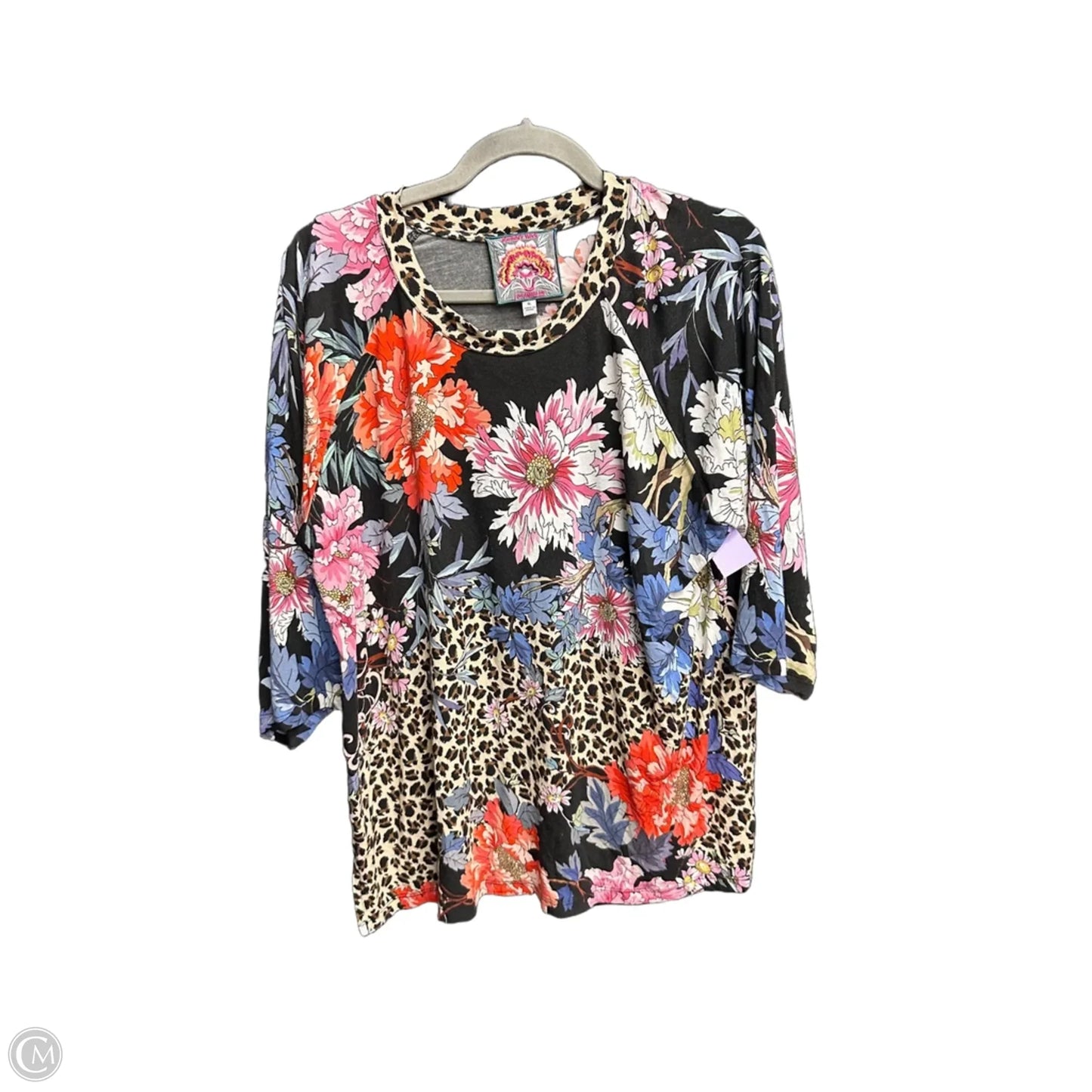 Top 3/4 Sleeve By Johnny Was In Floral Print, Size: Xl