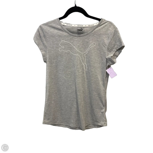Athletic Top Short Sleeve By Puma In Grey, Size: M