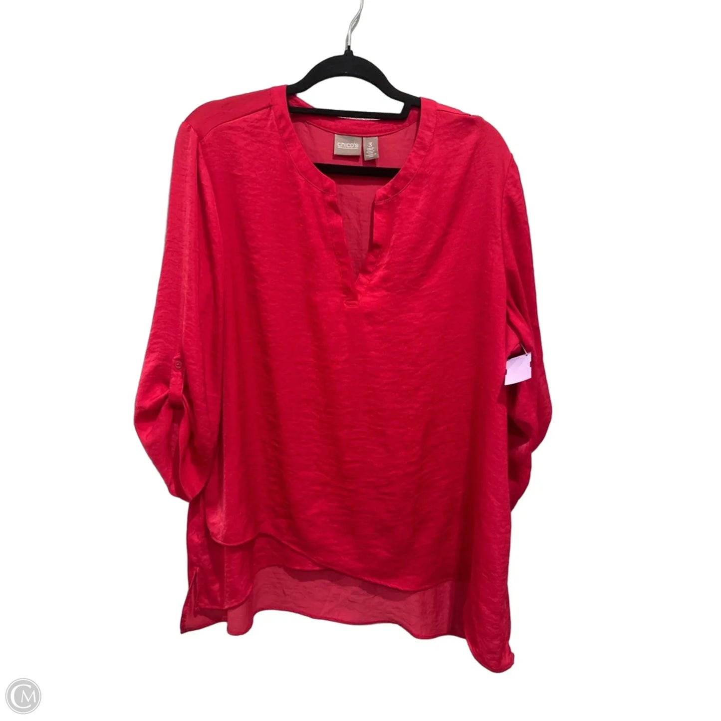 Top 3/4 Sleeve By Chicos In Pink, Size: Xl