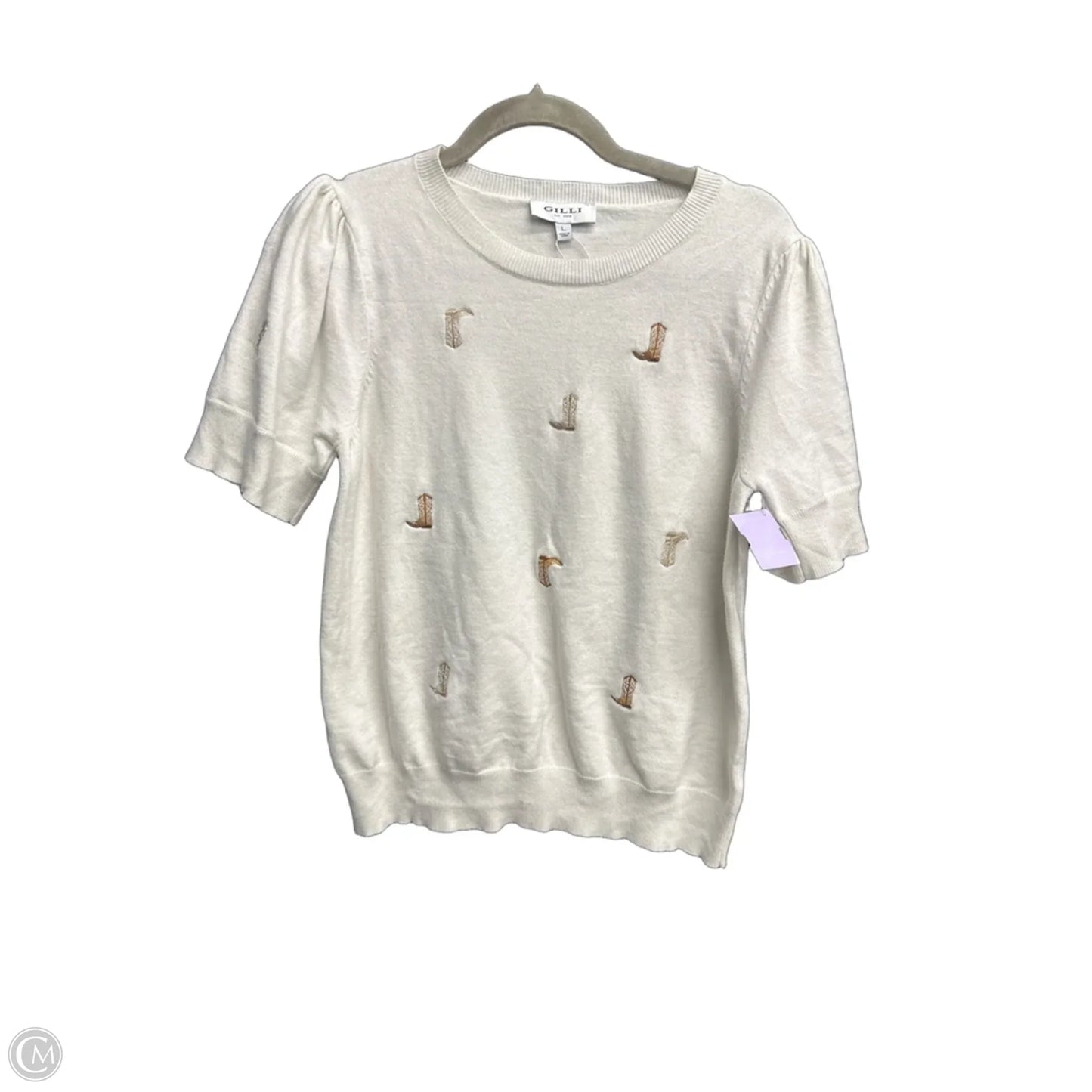 Top Short Sleeve By Gilli In Cream, Size: L