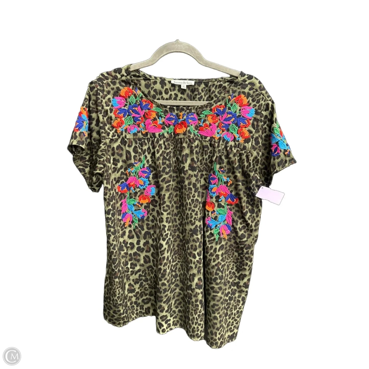 Top Short Sleeve By See And Be Seen In Leopard Print, Size: M