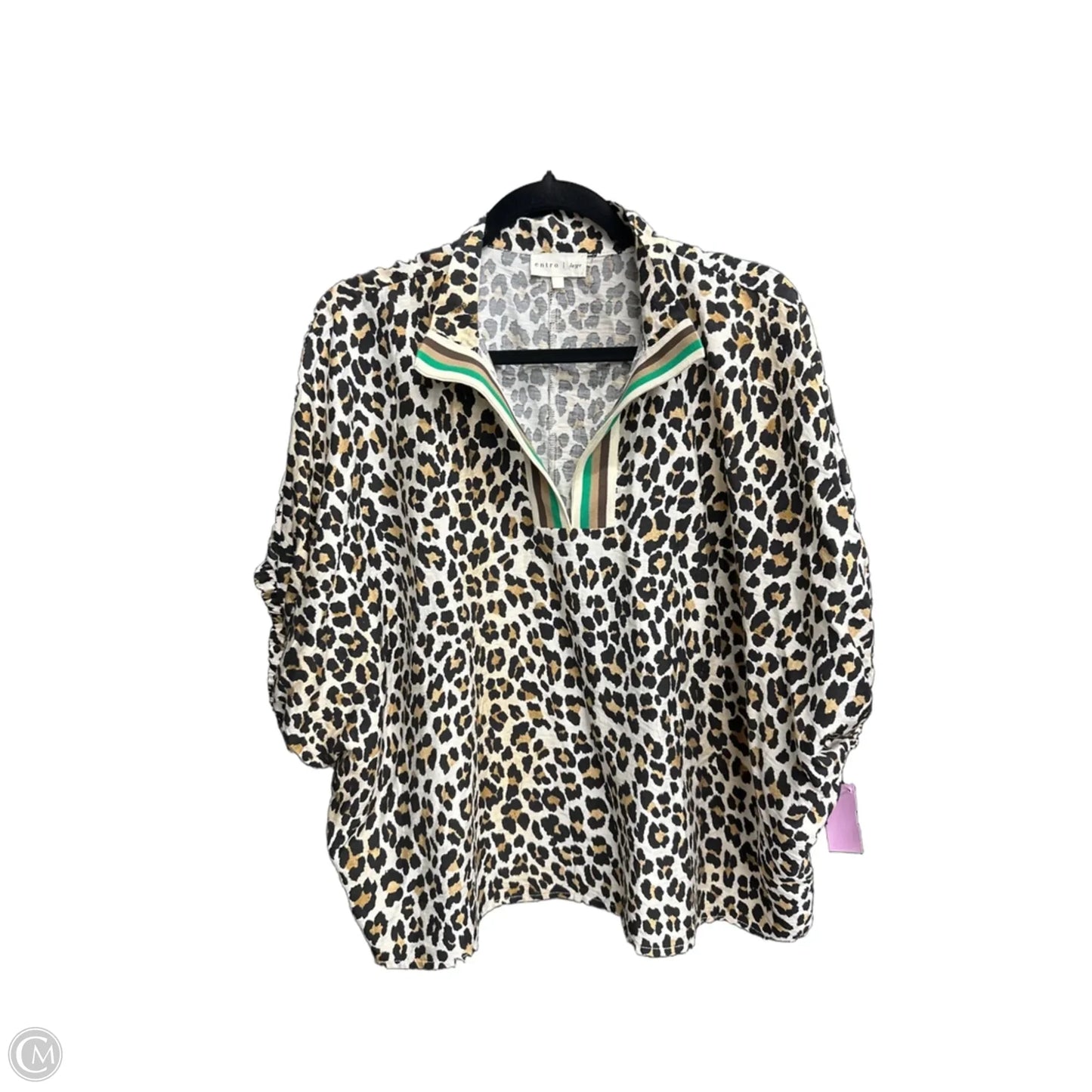 Top Short Sleeve By Entro In Leopard Print, Size: L
