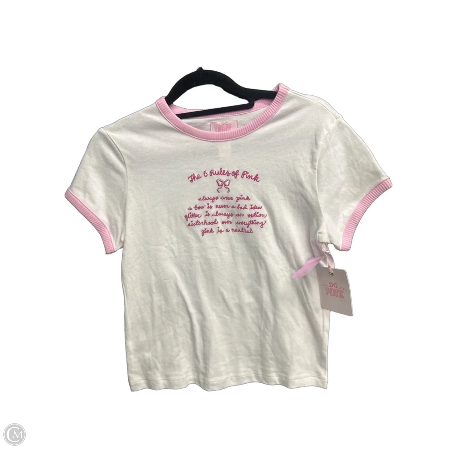 Top Short Sleeve By Pink In Pink & White, Size: Xs
