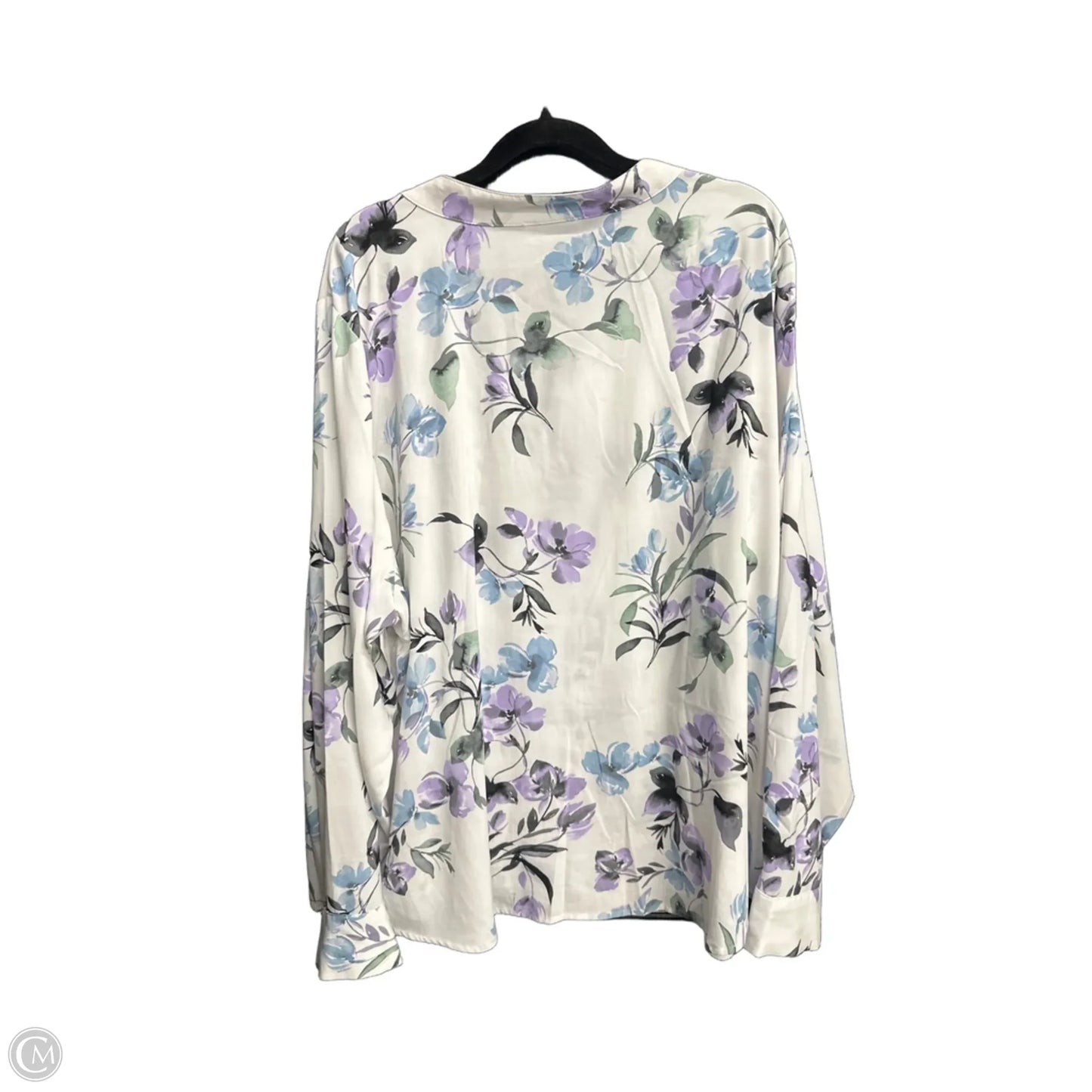 Top Long Sleeve By Calvin Klein In Floral Print, Size: 2x