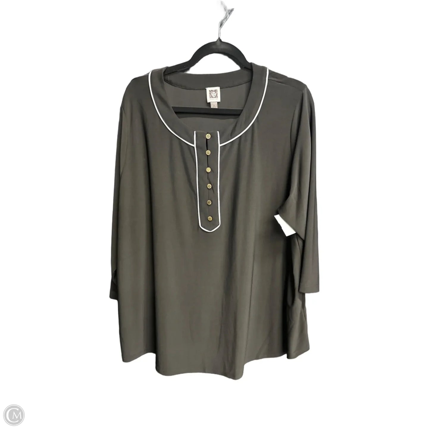 Top 3/4 Sleeve By Anne Klein In Black & White, Size: 3x