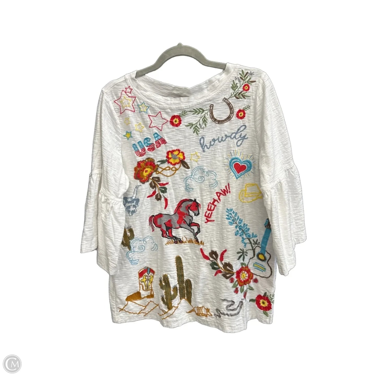Top Short Sleeve By Clothes Mentor In White, Size: M