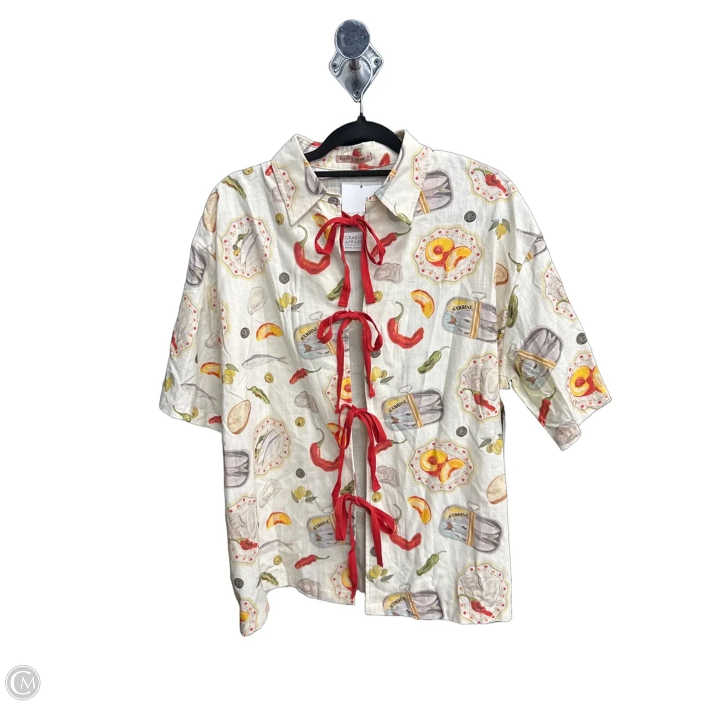 Top Short Sleeve By Bailey Rose In Cream, Size: L