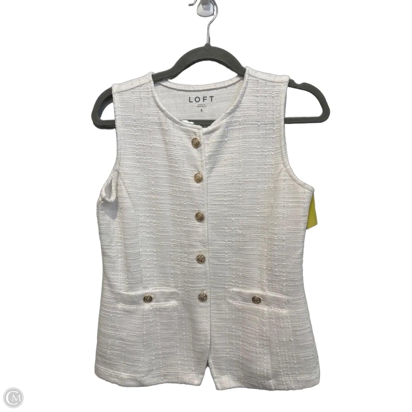 Top Sleeveless By Loft In White, Size: S