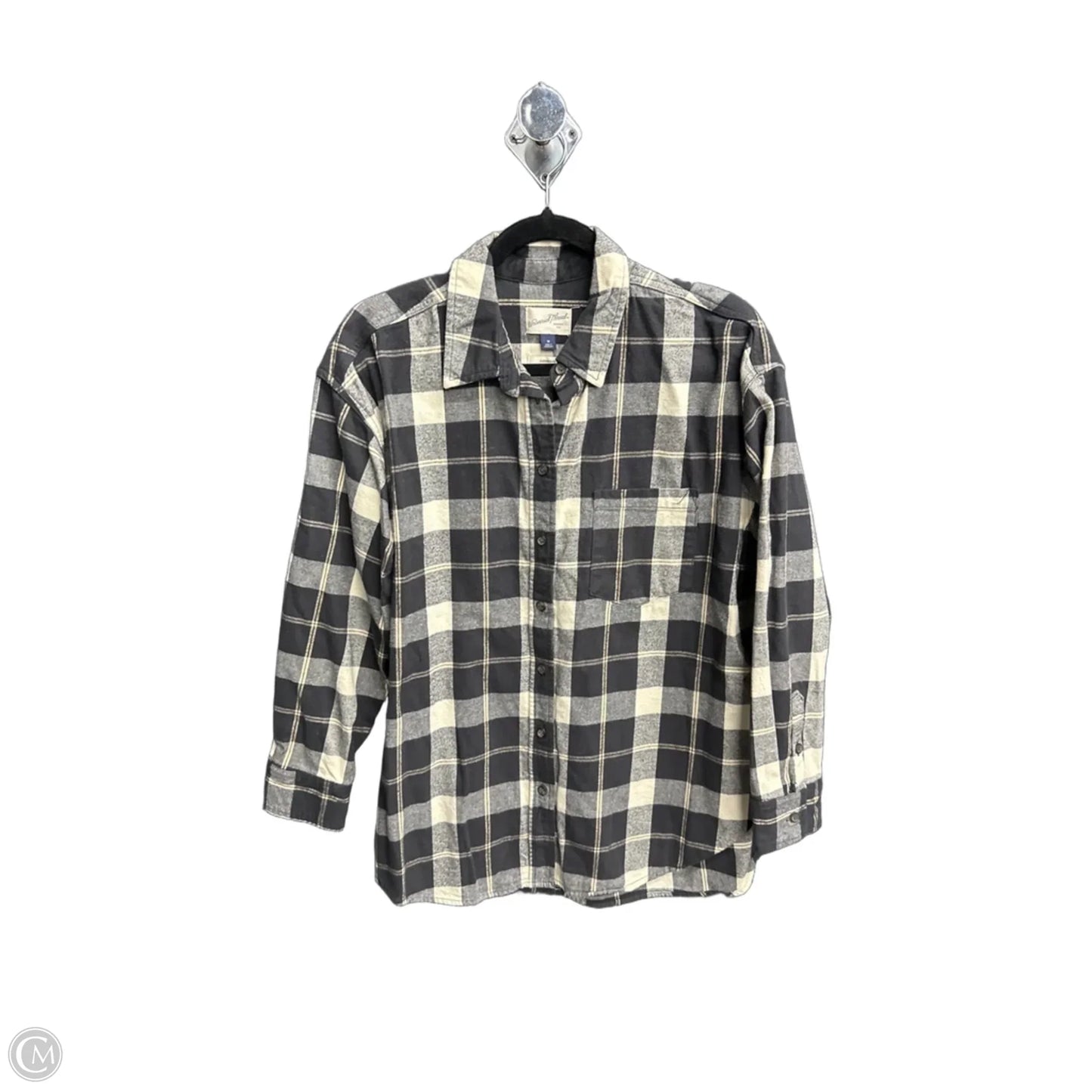 Top Long Sleeve By Universal Thread In Plaid Pattern, Size: M