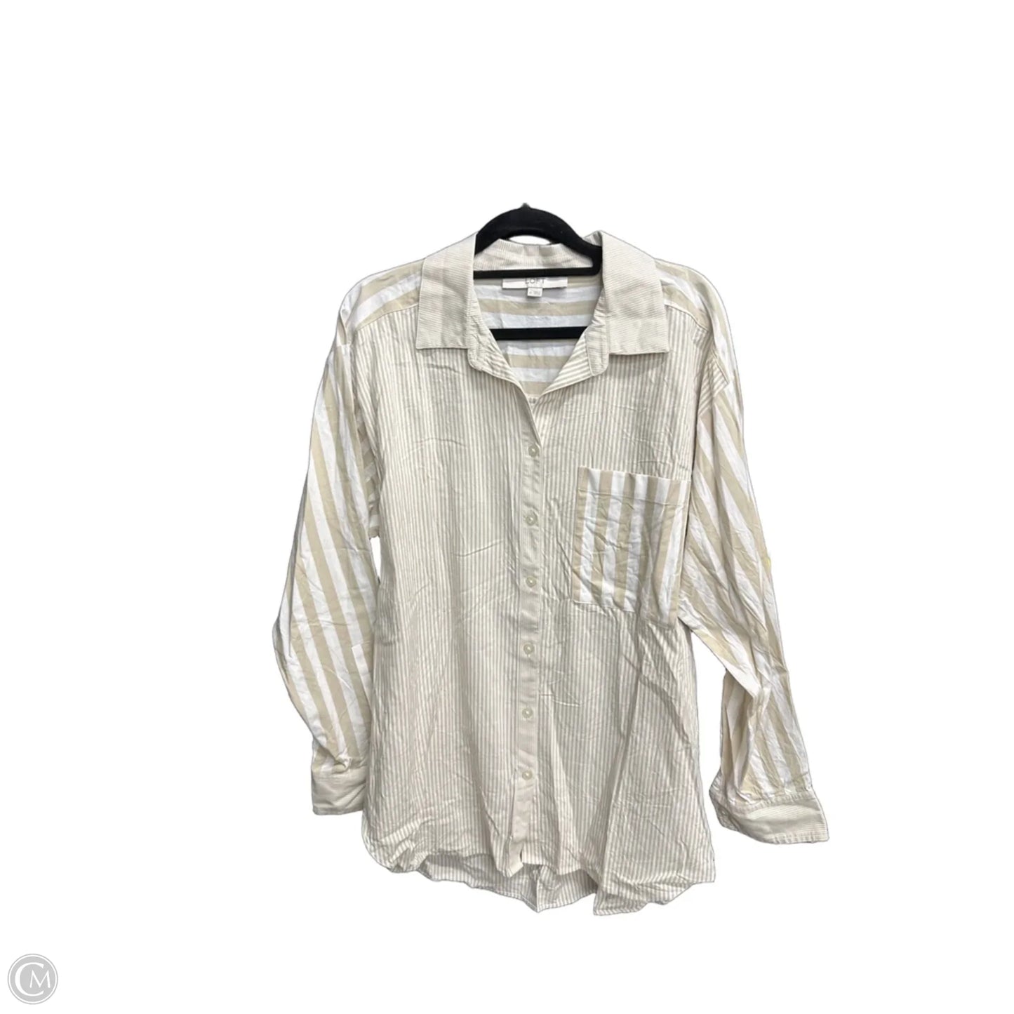 Top Long Sleeve By Loft In Striped Pattern, Size: M