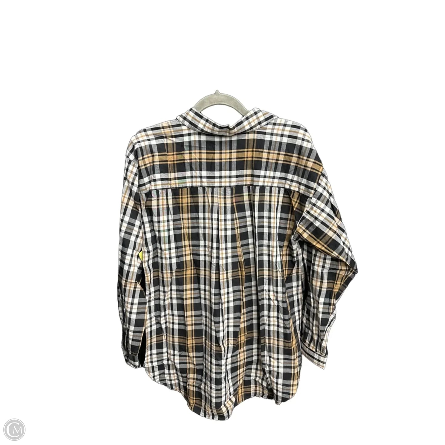 Top Long Sleeve By Loft In Plaid Pattern, Size: S
