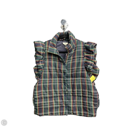 Vest Puffer & Quilted By Entro In Plaid Pattern, Size: M