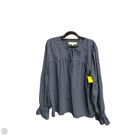 Top Long Sleeve By Loft In Polkadot Pattern, Size: L