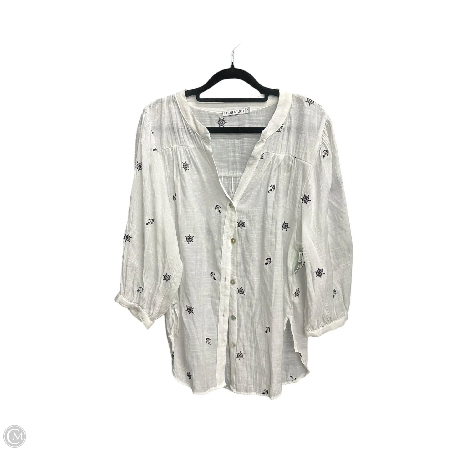 Top Long Sleeve By Figuero & Flower In White, Size: S