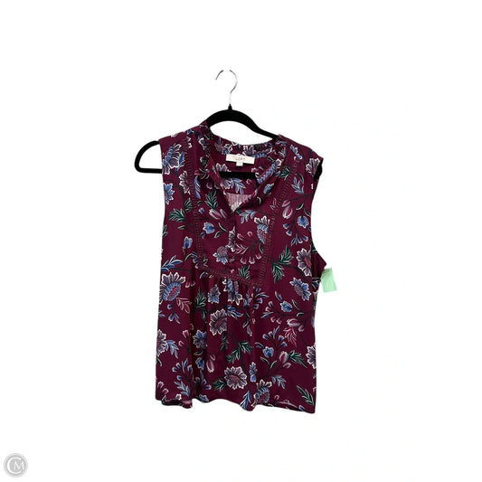 Top Sleeveless By Loft In Purple, Size: L