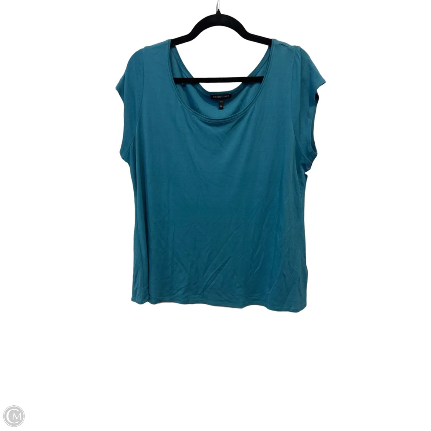 Top Short Sleeve By Eileen Fisher In Teal, Size: Xl