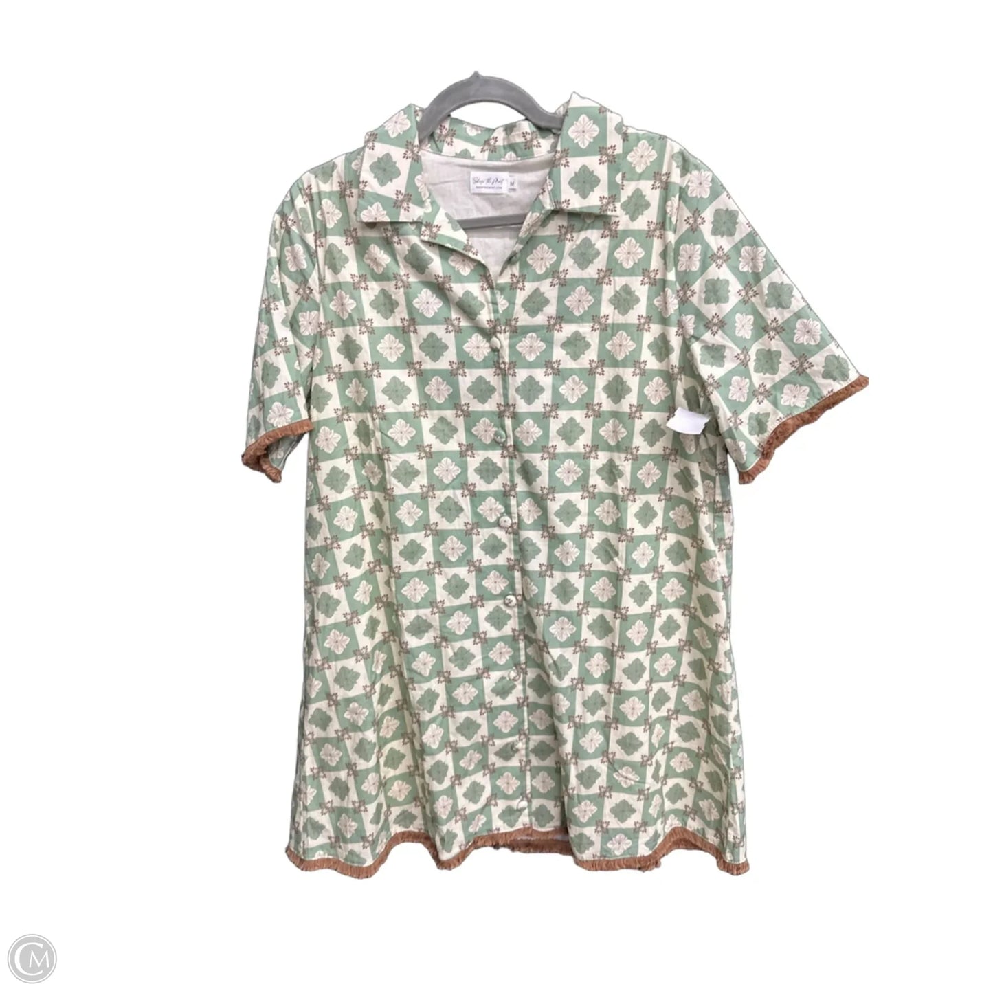 Dress Casual Midi By Clothes Mentor In Brown & Green, Size: M
