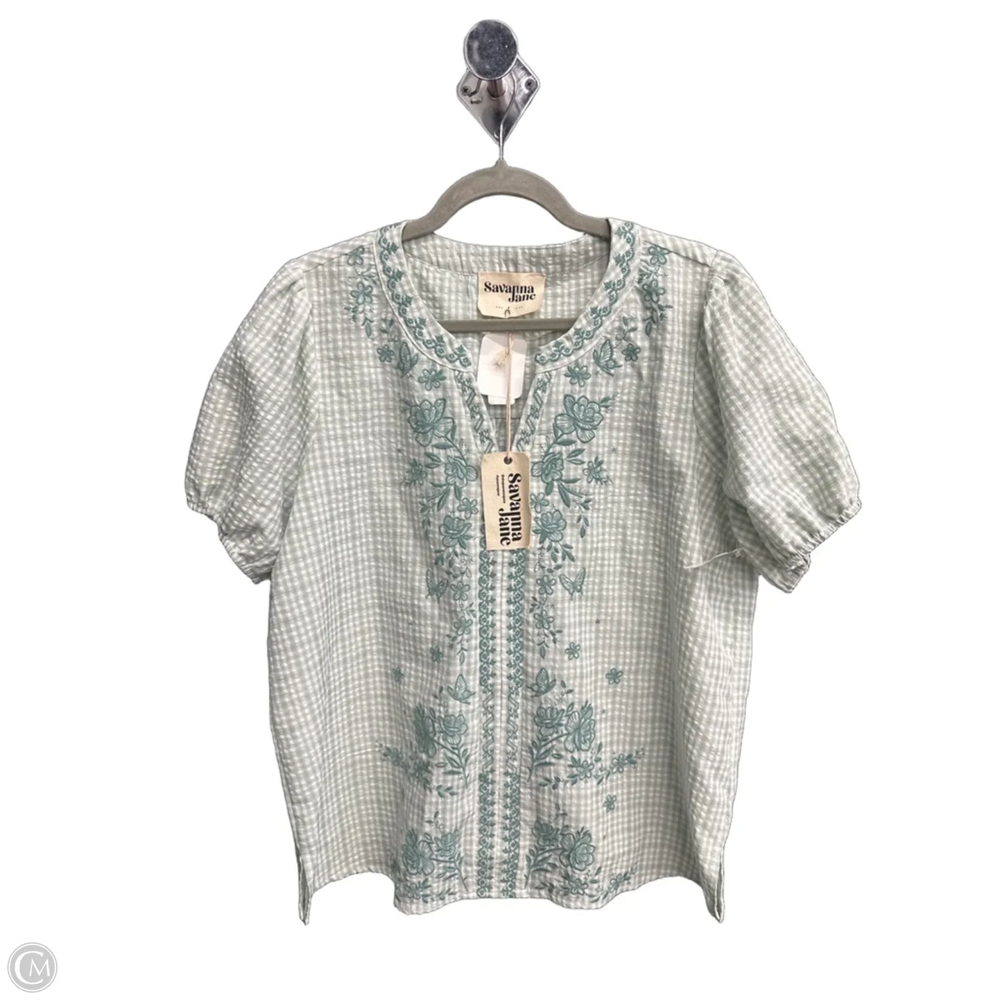 Top Short Sleeve By Savanna Jane In Green, Size: L