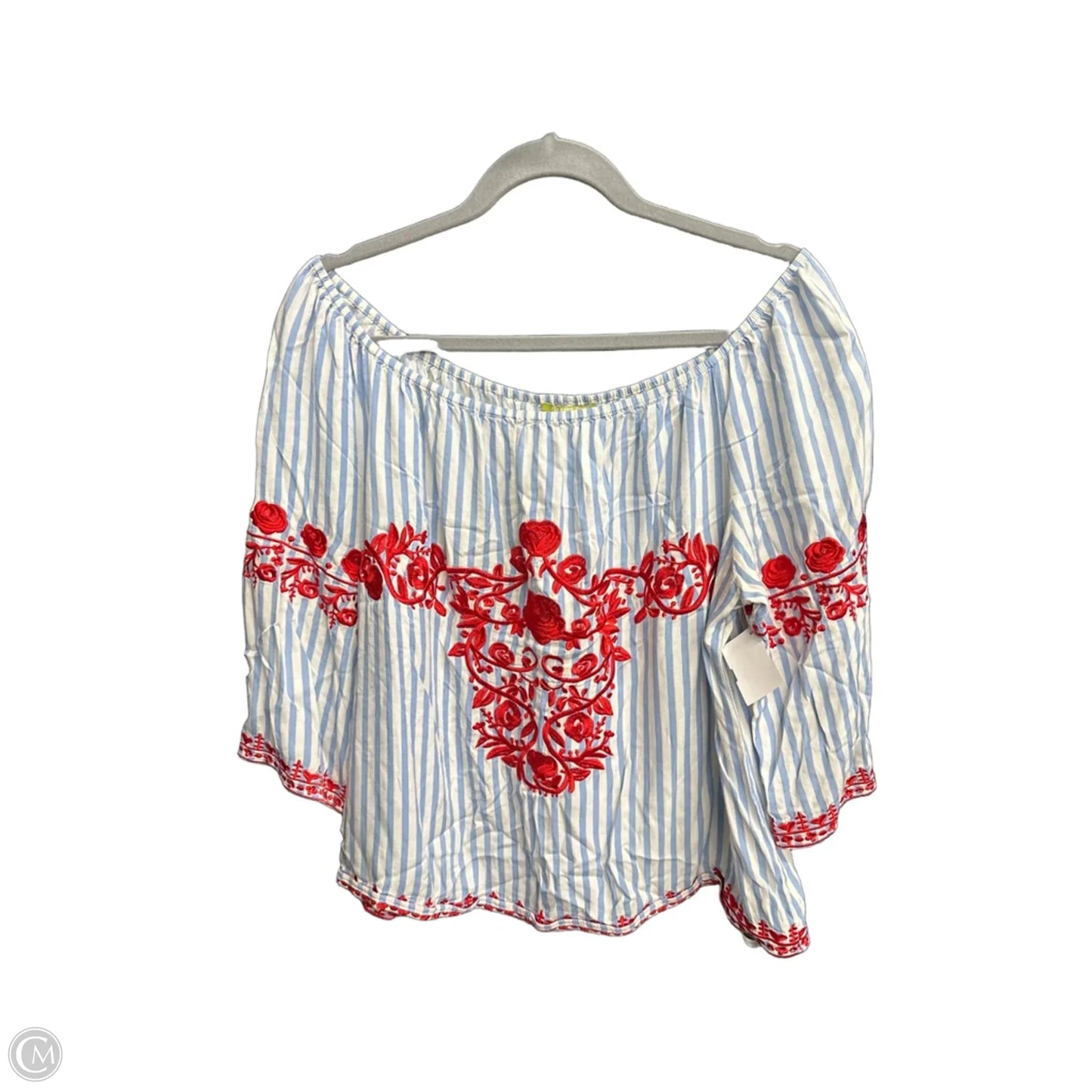Top Short Sleeve By Gianni Bini In Striped Pattern, Size: L