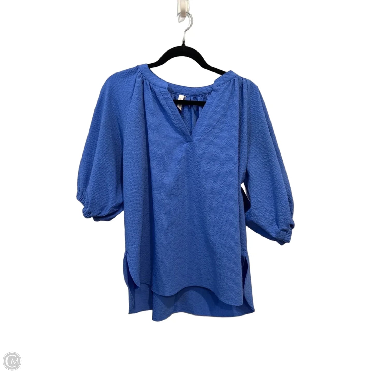 Top Short Sleeve By Glam In Blue, Size: L