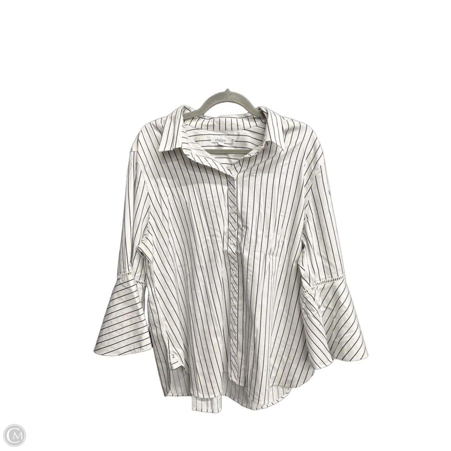 Top Long Sleeve By Chicos In Striped Pattern, Size: M