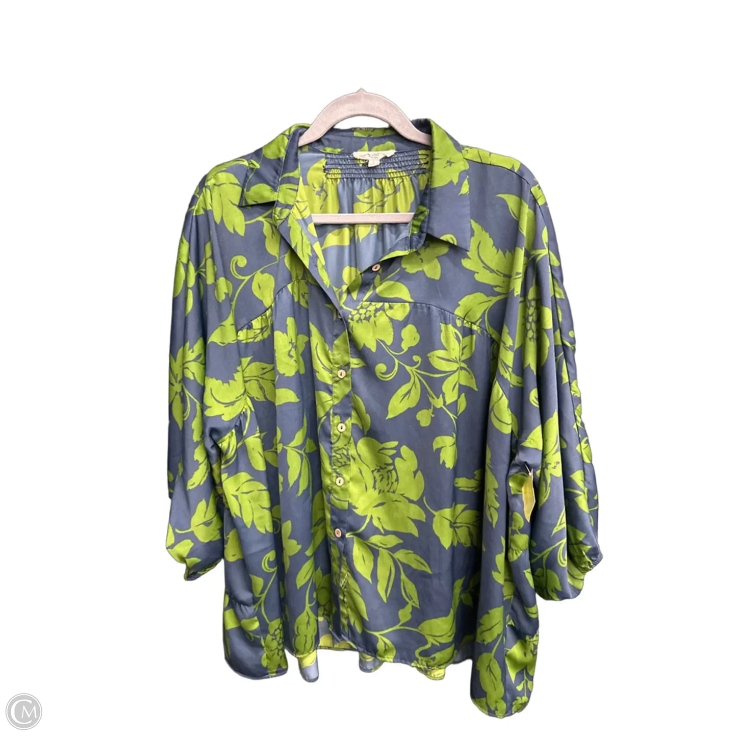 Top Long Sleeve By Easel In Blue & Green, Size: L