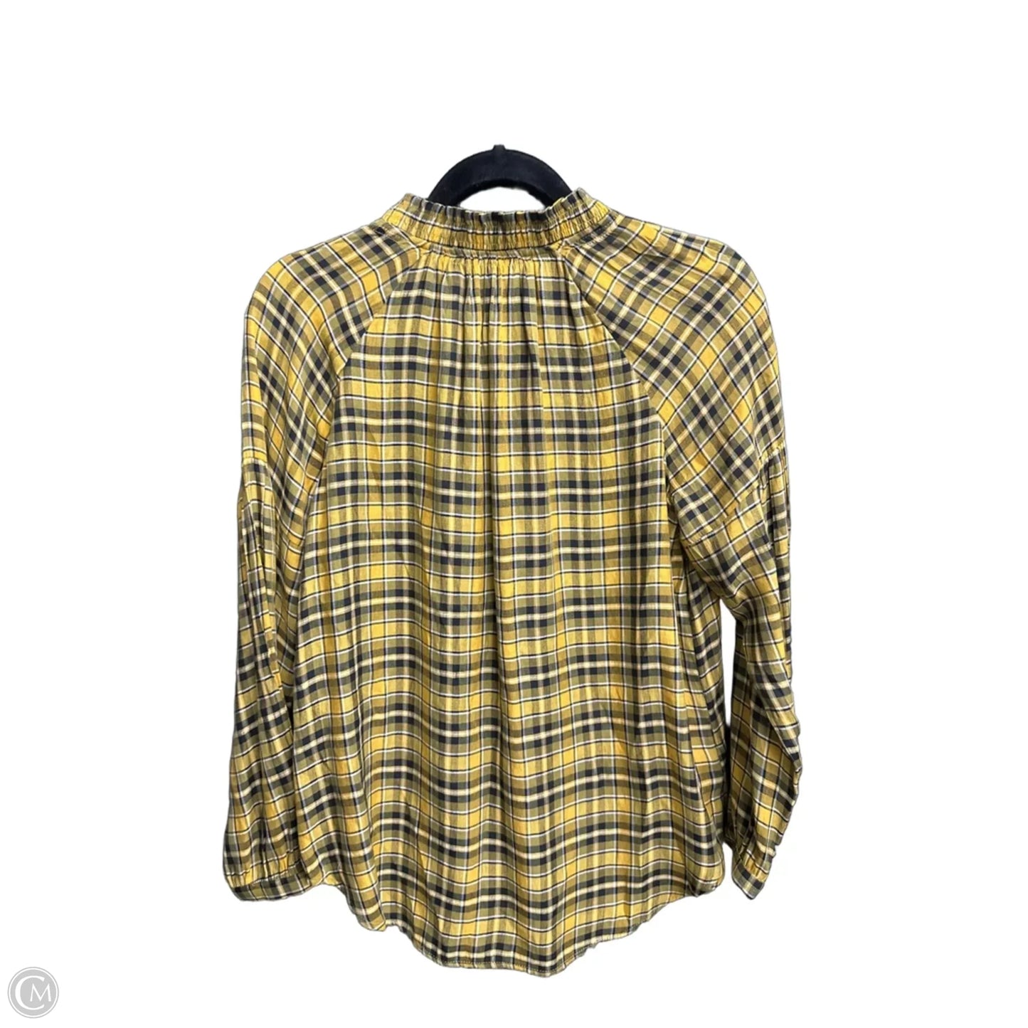 Top Long Sleeve By Loft In Plaid Pattern, Size: S