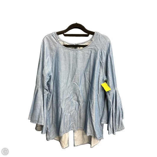 Top Long Sleeve By Lauren Conrad In Blue Denim, Size: M