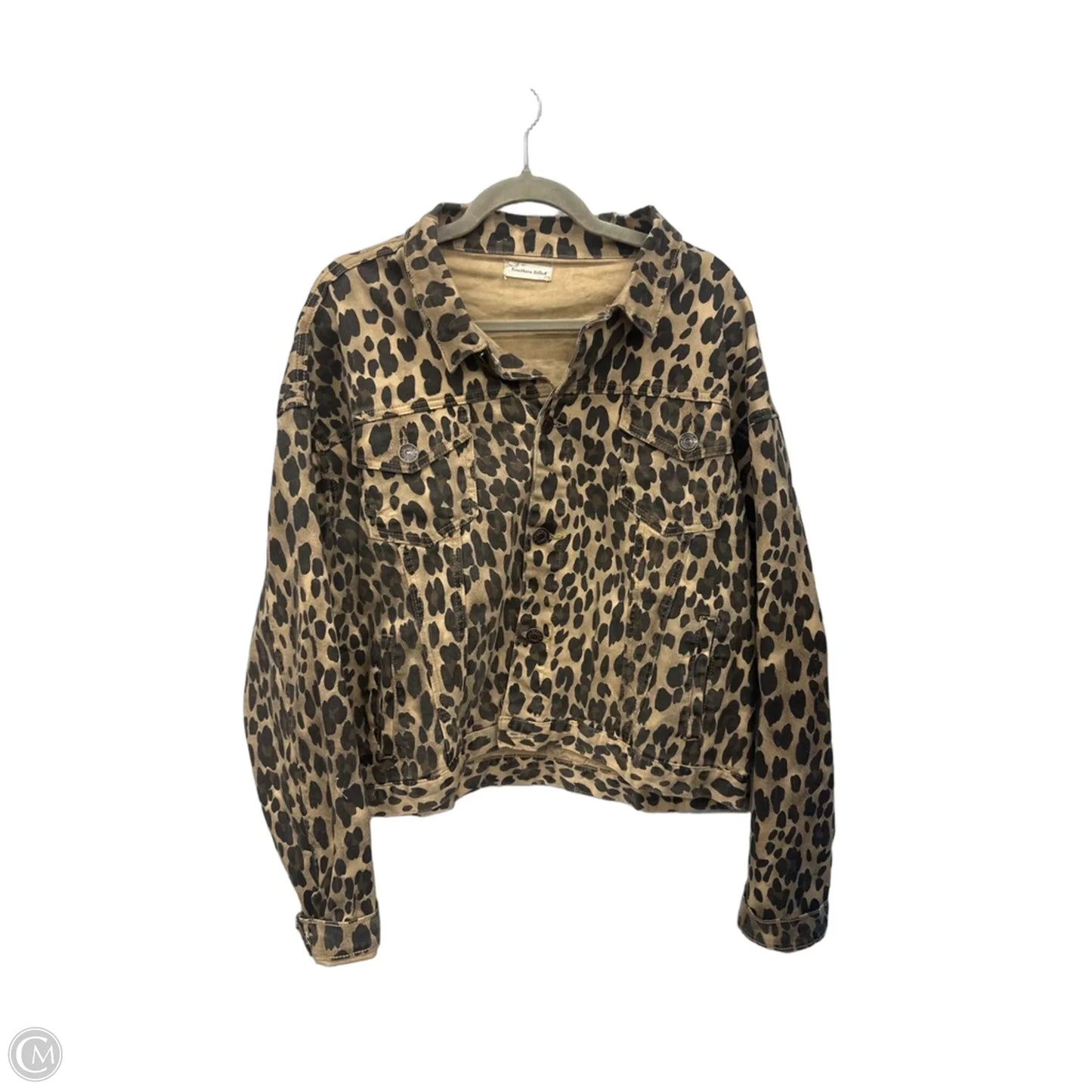 Jacket Denim By Southern Stitch In Leopard Print, Size: 2x