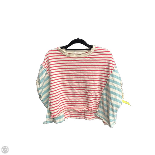 Top Short Sleeve By Peach Love Cream California In Striped Pattern, Size: S