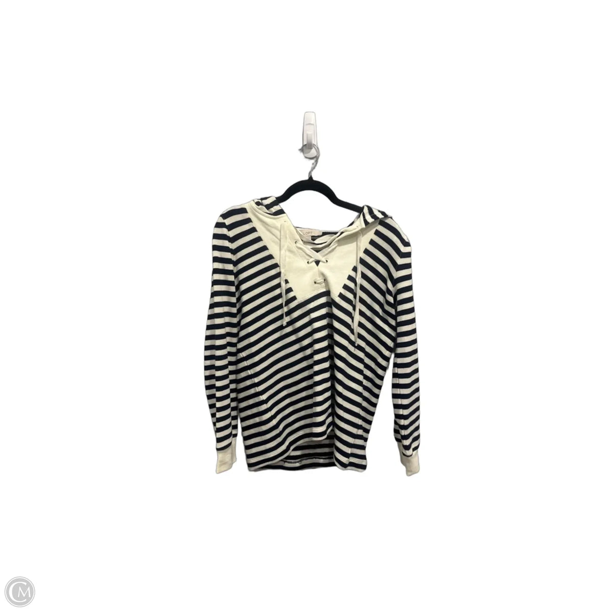 Sweatshirt Hoodie By Loft In Striped Pattern, Size: M