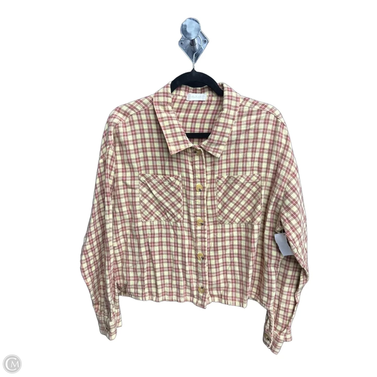 Top Long Sleeve By Altard State In Plaid Pattern, Size: L
