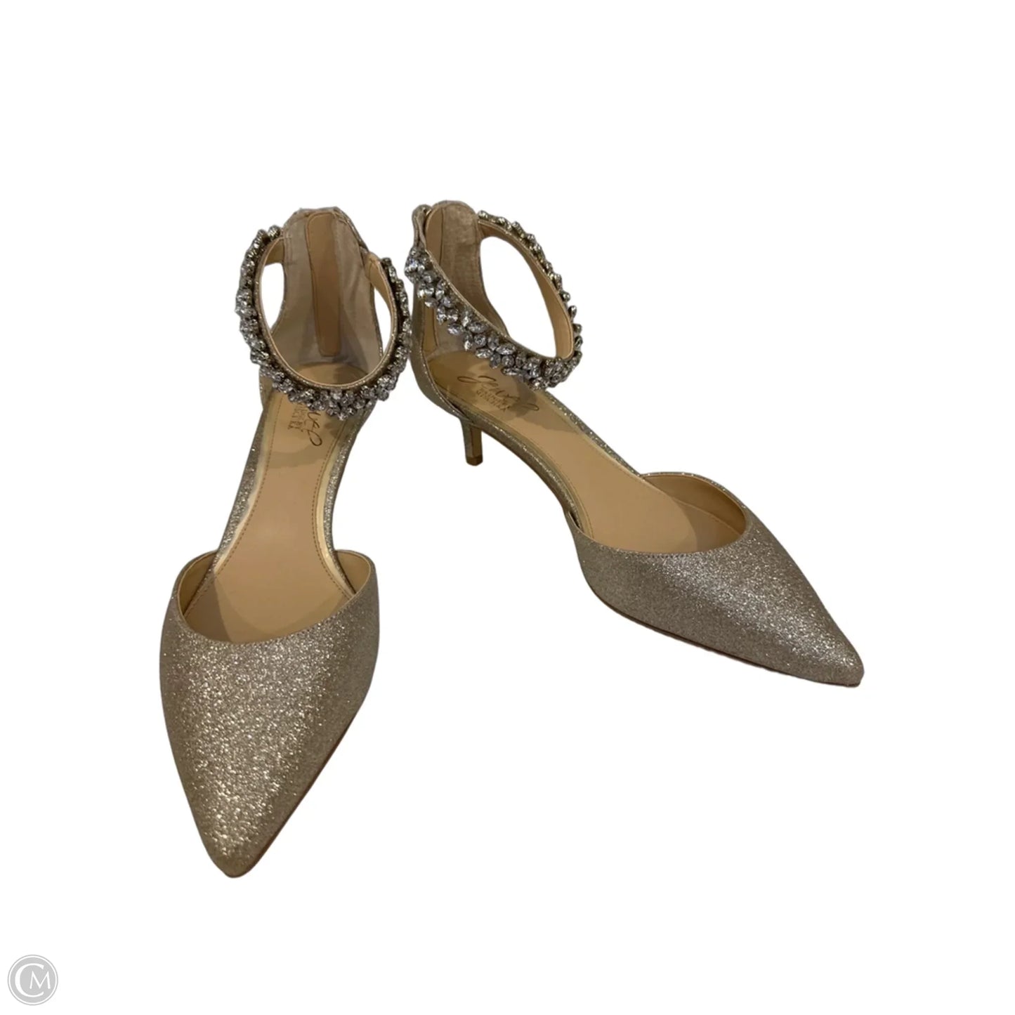 Shoes Heels Kitten By Badgley Mischka In Cream & Silver, Size: 9.5