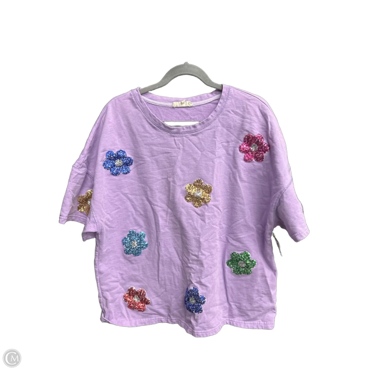Top Short Sleeve By Peach Love Cream California In Purple, Size: S