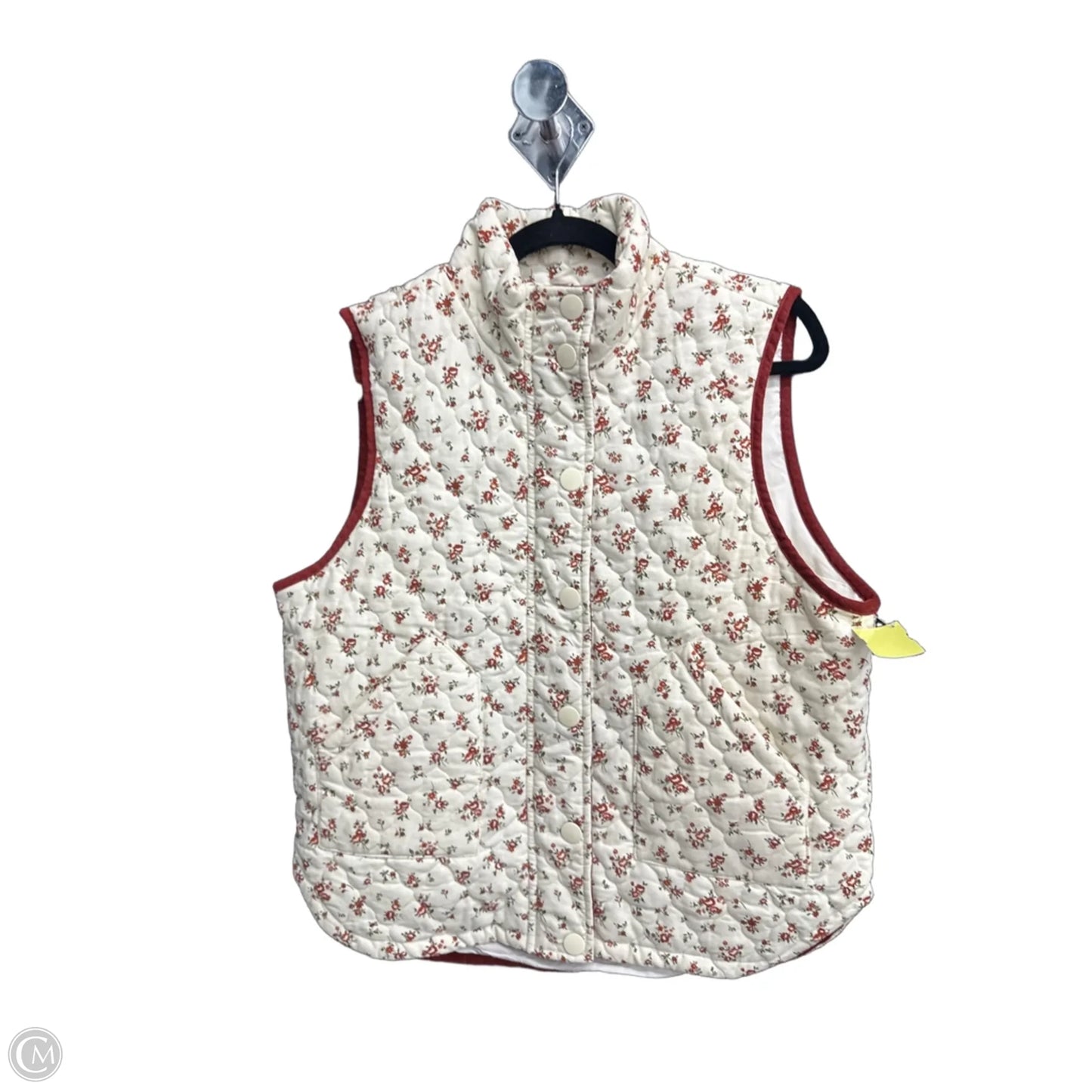 Vest Puffer & Quilted By Blu Pepper In Red & White, Size: L