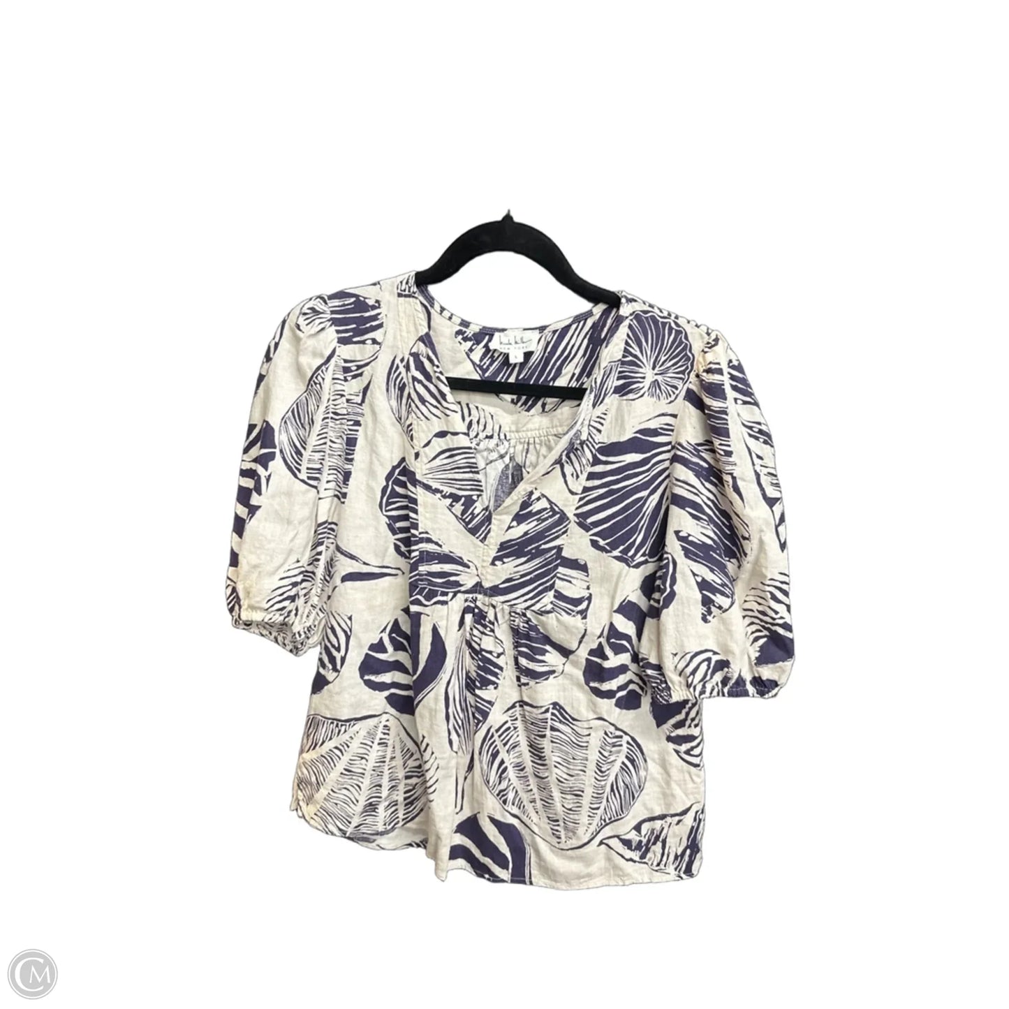 Top Short Sleeve By Nicole Miller In Tropical Print, Size: L