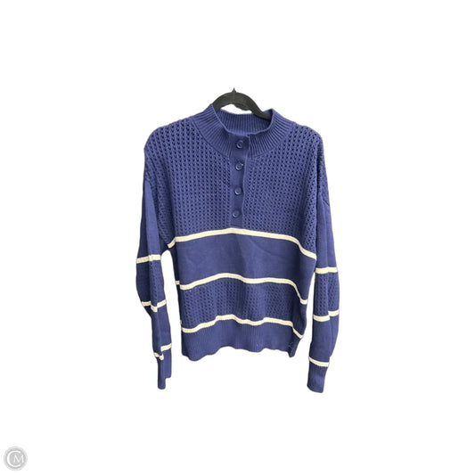 Sweater Cardigan By Tahari In Blue & White, Size: Xl